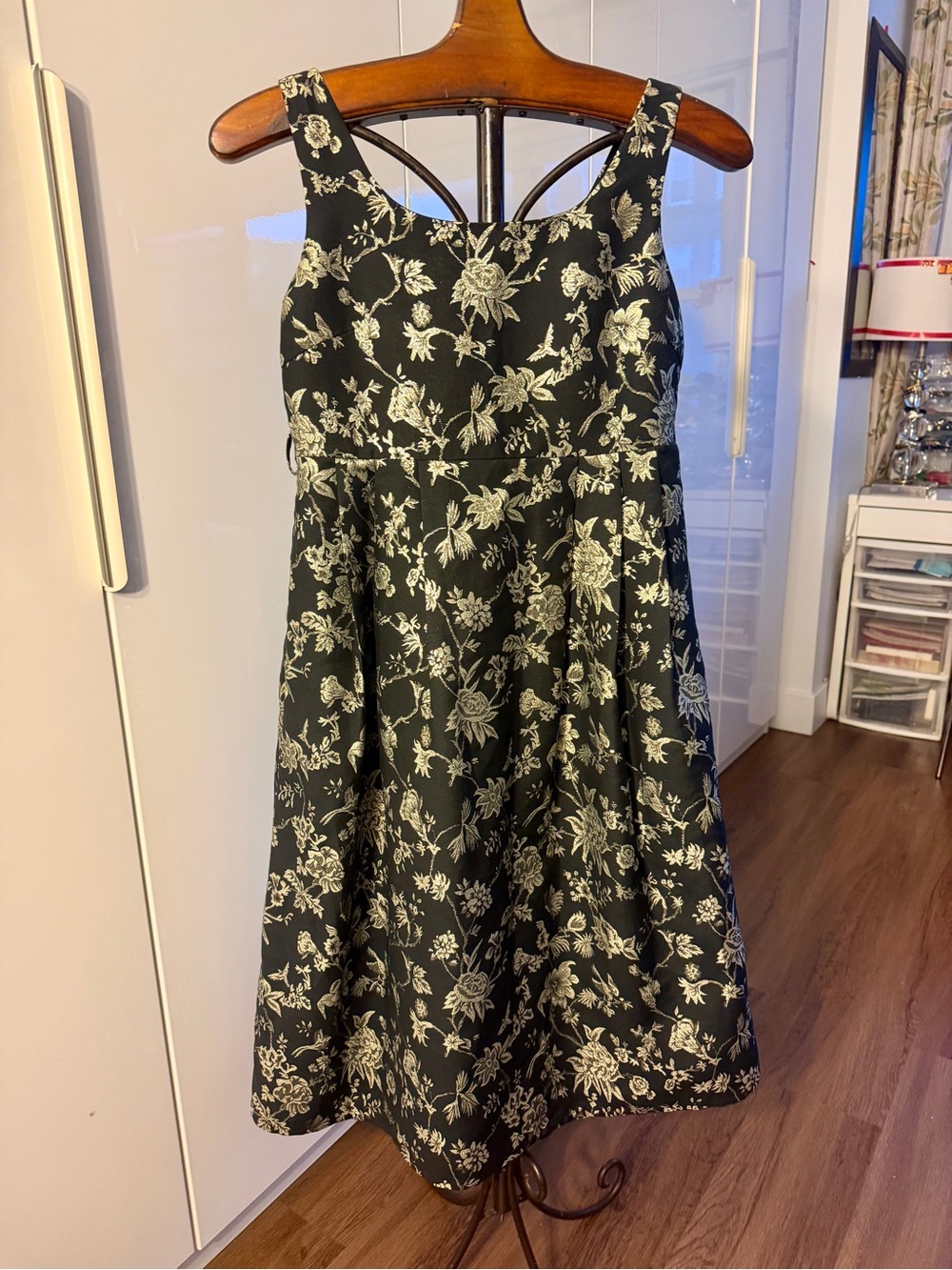 Girls Black Floral A-Line Party Dress